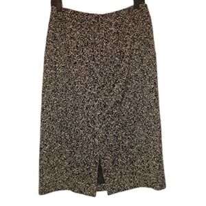 Talbots Tweed Pencil‎ Skirt Italian Fabric Black White Size 8